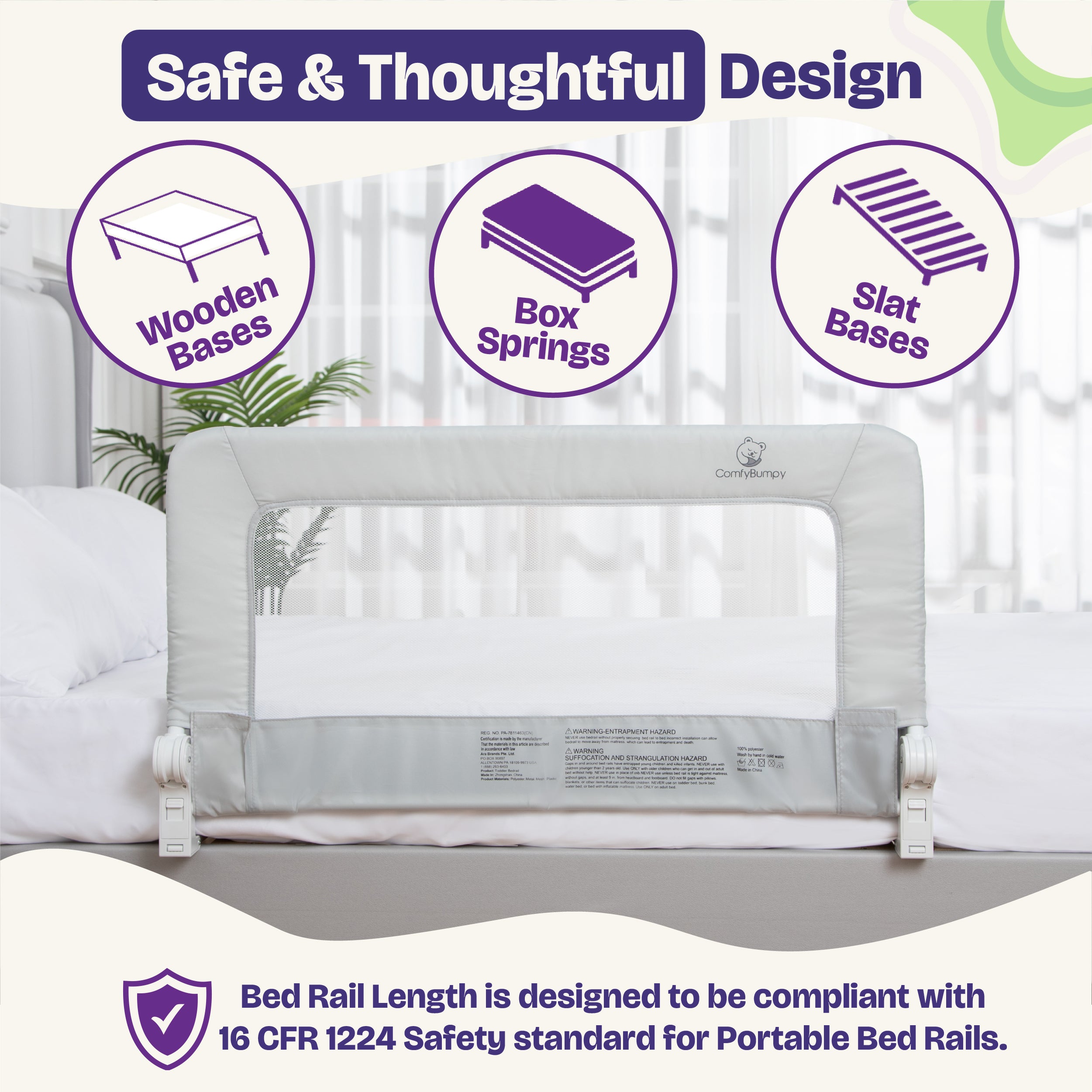 特別価格ComfyBumpy Bed Rail for Toddlers - Extra Long Bedrail Guard for Kids Twin, Double, Full Size Queen ＆ King Mattress -for Baby ＆ Child並行輸入 : ComfyBumpy 1-Pack Bed Rail for Toddlers 55.5\" L x