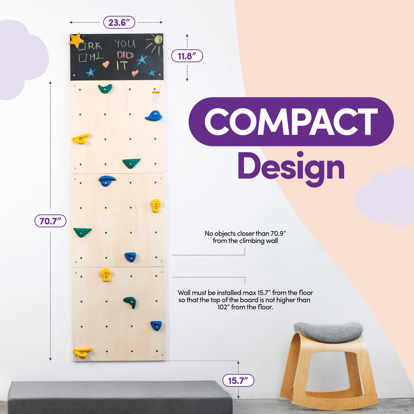 ComfyBumpy Indoor Rock Climbing Wall for Kids