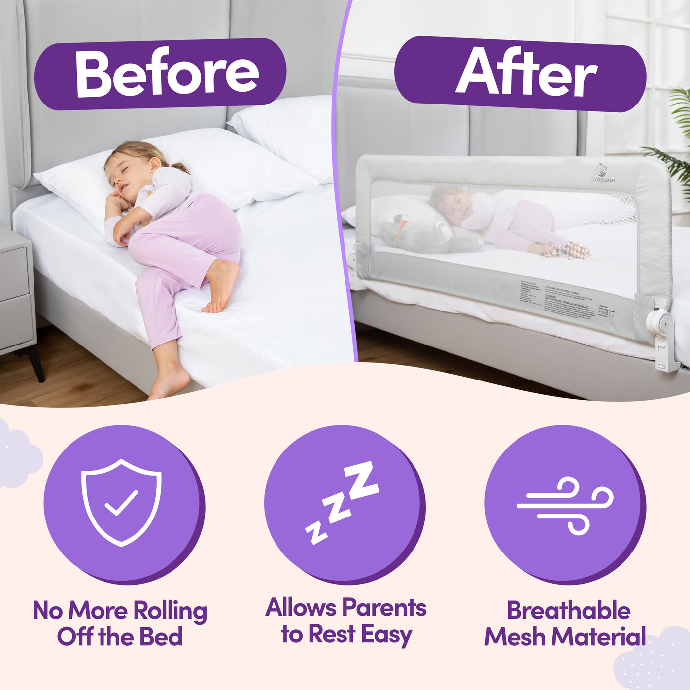 ComfyBumpy Toddler Bed Rail Guard for Kids