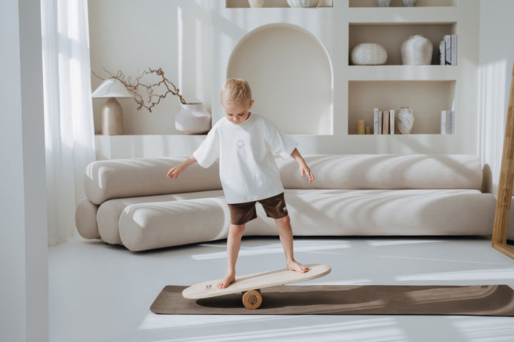 Wooden Balance Board with Cork Roller