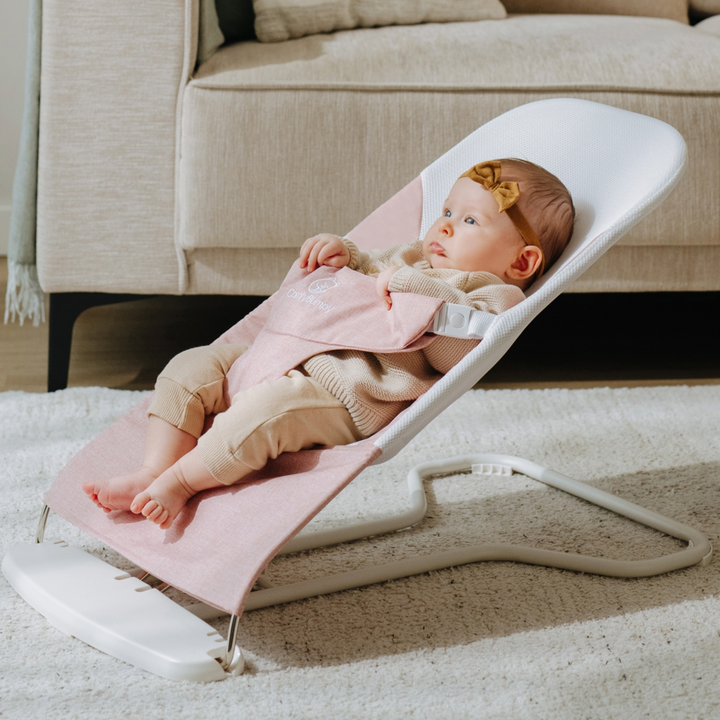 baby rocking bouncer supporting infant calmness ComfyBumpy #color_pink-white