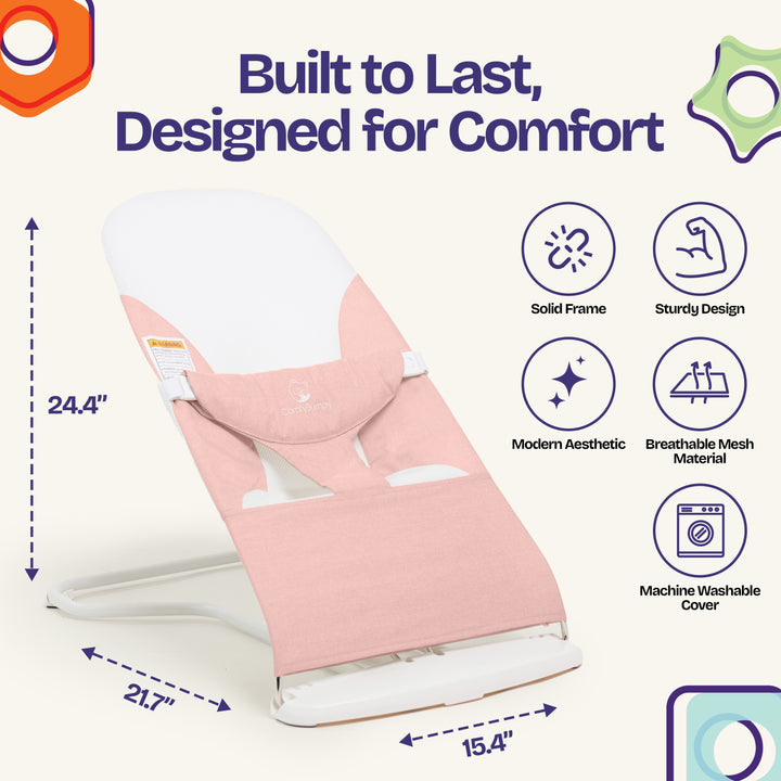 baby rocking bouncer with smooth soothing motion ComfyBumpy #color_pink-white