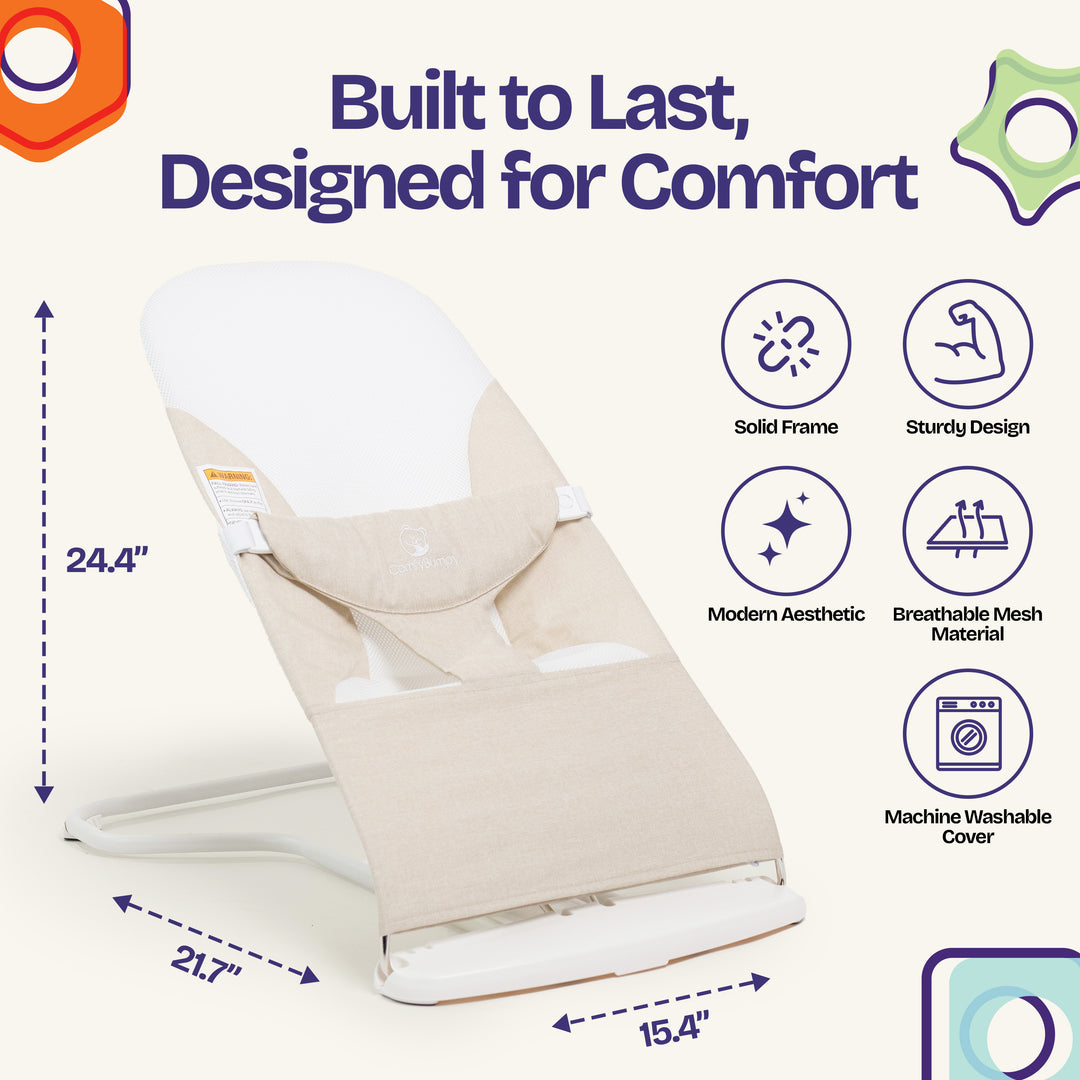 best baby bouncer seat for modern homes ComfyBumpy #color_oatmeal-white