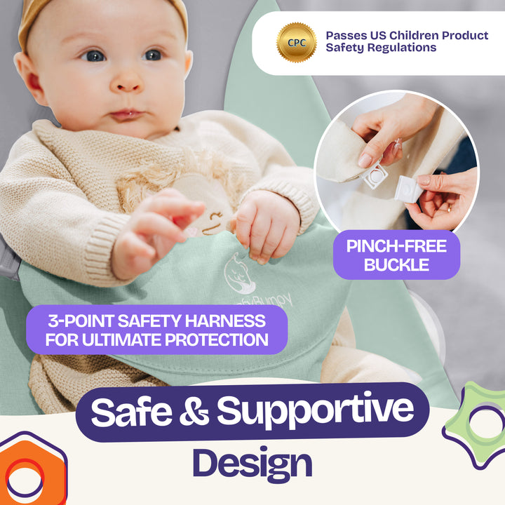 best baby bouncer seat for newborn comfort ComfyBumpy #color_green-grey
