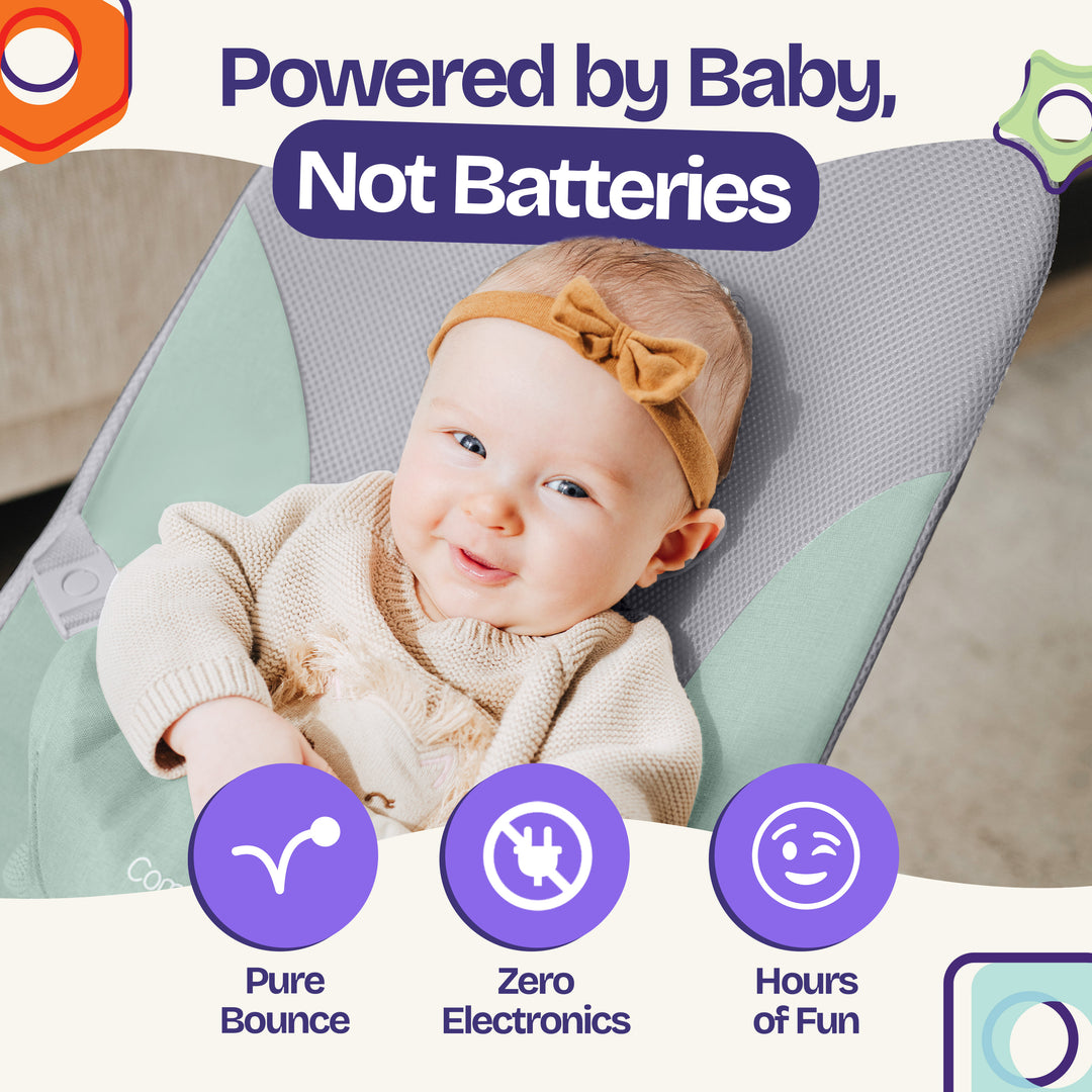 bouncer seat designed for gentle infant support ComfyBumpy #color_green-grey