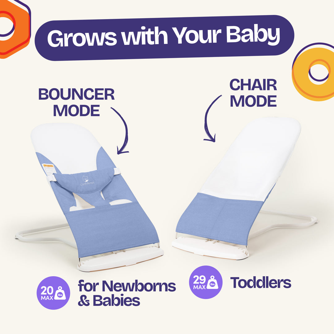 bouncer seat with infant-friendly comfort ComfyBumpy #color_blue-white