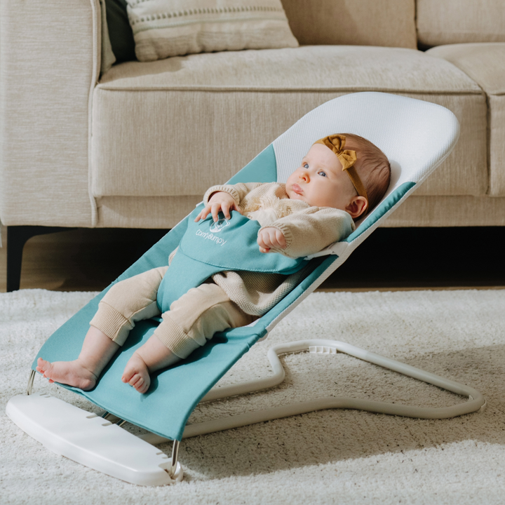 bouncy seat for calm infant moments ComfyBumpy #color_turquoise-white