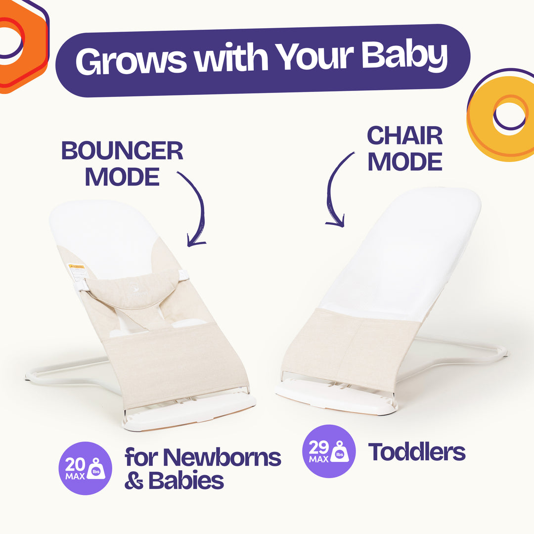 bouncy seat offering gentle infant support ComfyBumpy #color_oatmeal-white
