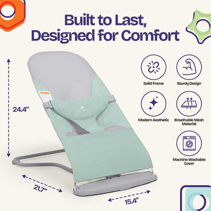 bouncy seat suitable for indoor baby use ComfyBumpy #color_green-grey