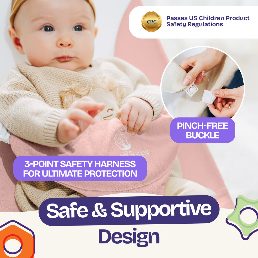 infant bouncer seats suitable for calm baby moments ComfyBumpy #color_pink-white