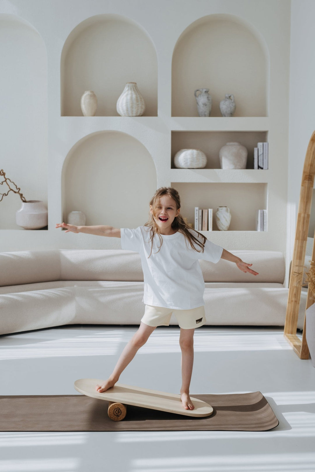 Wooden Balance Board with Cork Roller - ComfyBumpy