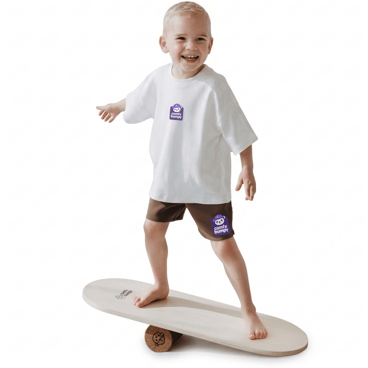 Wooden Balance Board with Cork Roller - ComfyBumpy