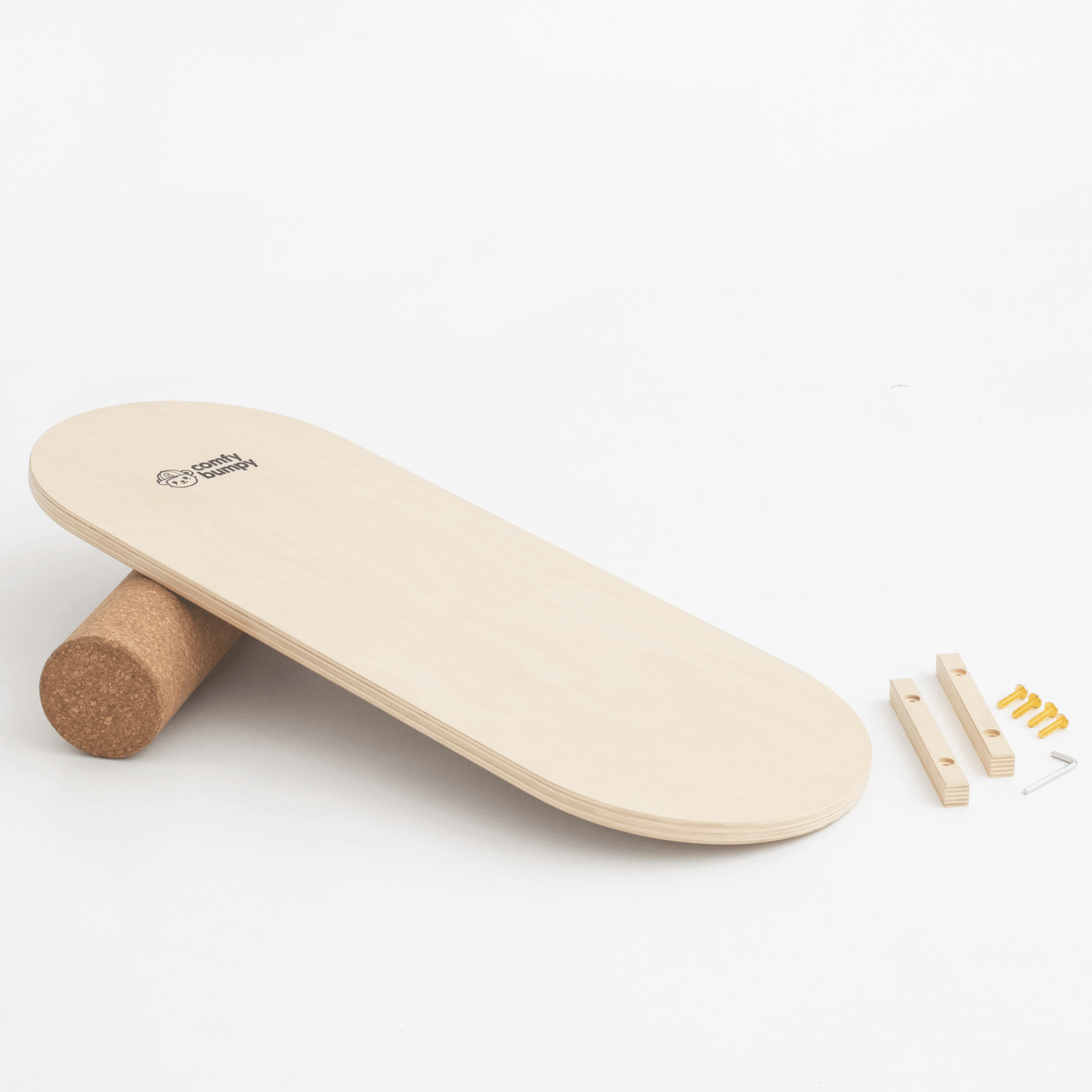 Wooden Balance Board with Cork Roller - ComfyBumpy
