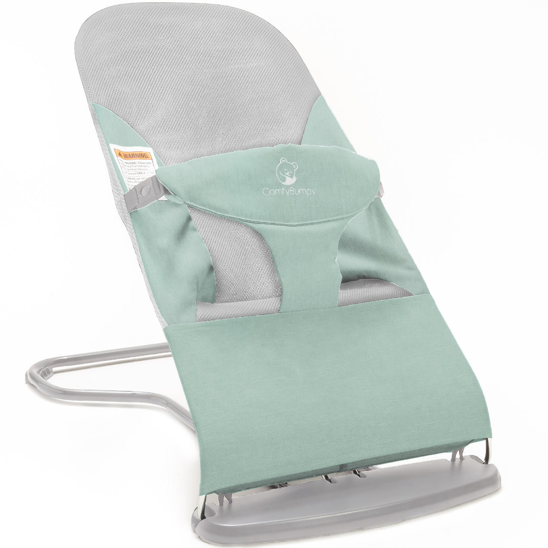 best baby bouncer seat with ergonomic design ComfyBumpy #color_green-grey