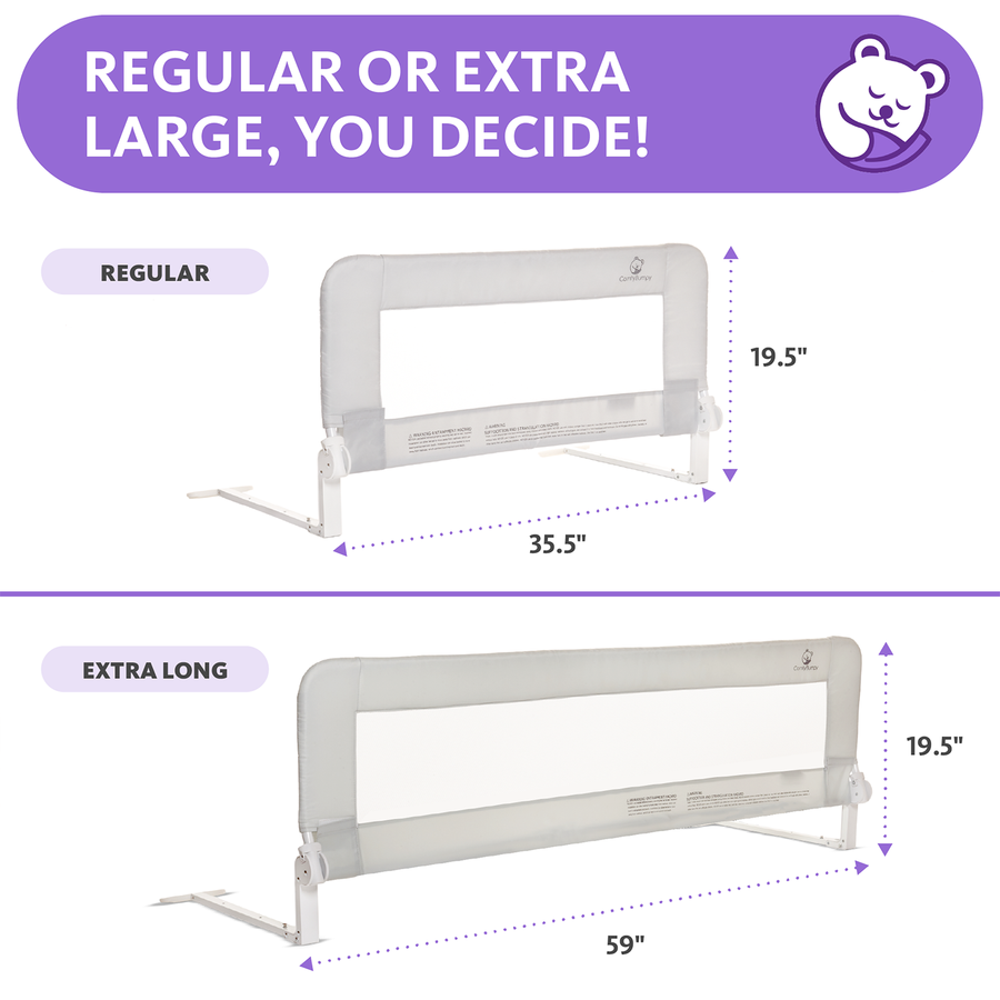 ComfyBumpy Toddler Bed Rail Guard for Kids Twin Double Full Size Queen King Grey xl