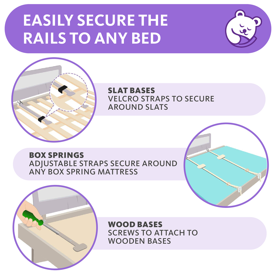 Toddler Bed Rail Guard for Kids Grey Regular